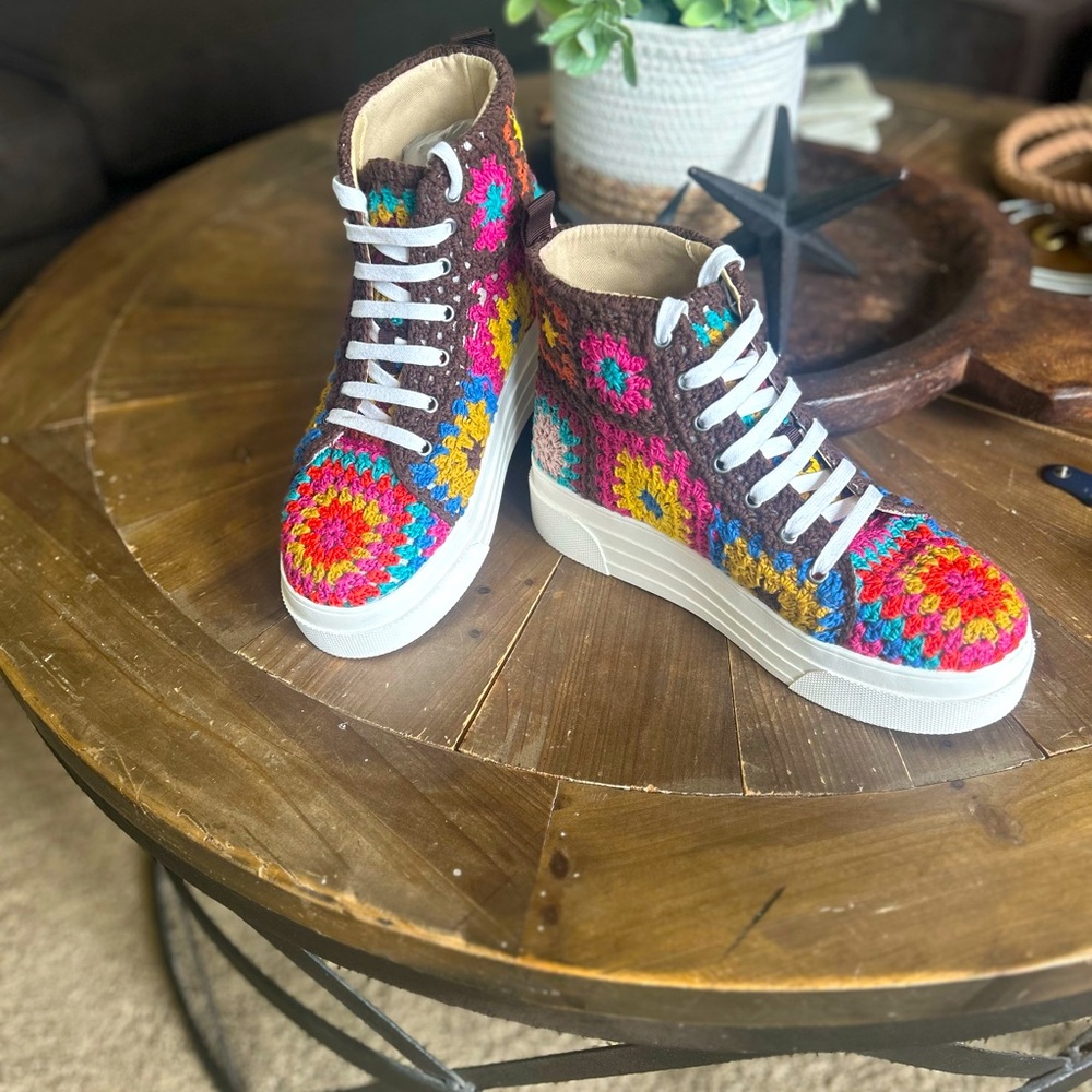 Lucky Brand Multicolor Crochet High-Top Sneakers